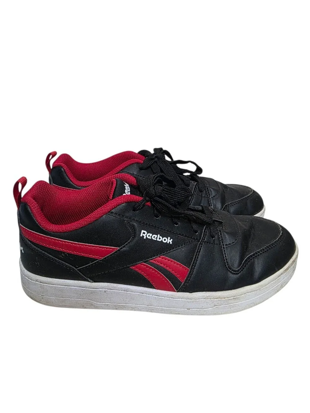 Reebok Men's/boys Low Top Lace-Up Athletic Sneakers Black/Red/White Size 7